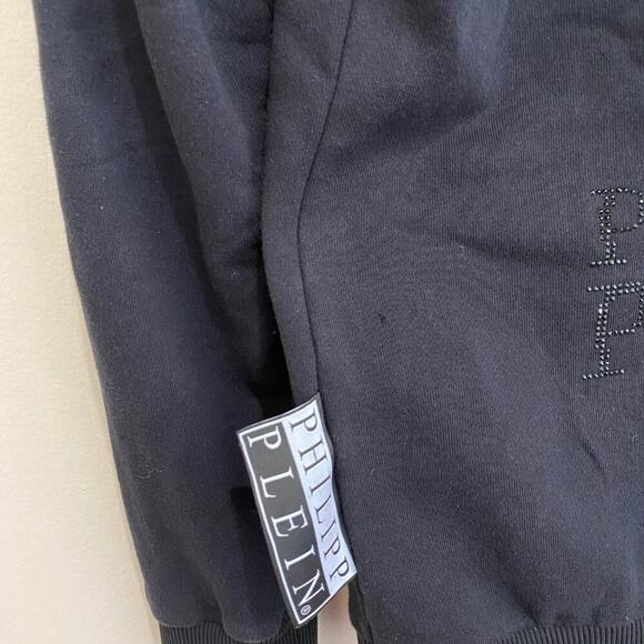 Philipp Plein Crystal Rhinestone Half Skull Hoodie *Black* Sz XL - Picture 8 of 14